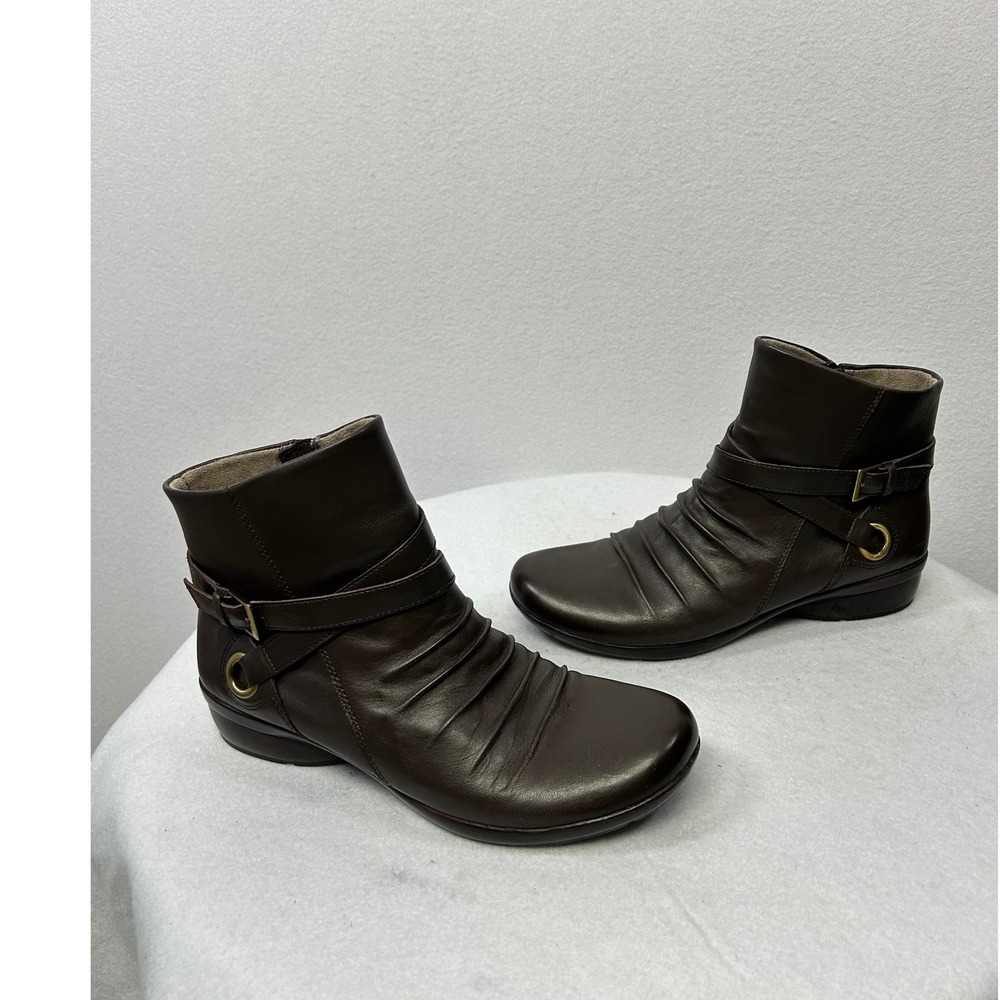 Dark‎ Academia Naturalizer Womens 8.5N Brown Leather Cycle Ruched Ankle Booties